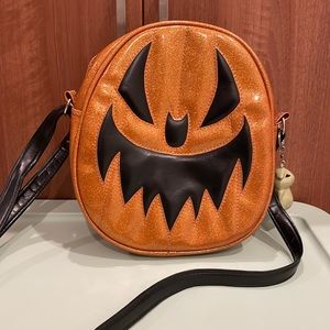 Love Pain and Stitches Original Hand Made glittter Pumpkin Halloween Purse